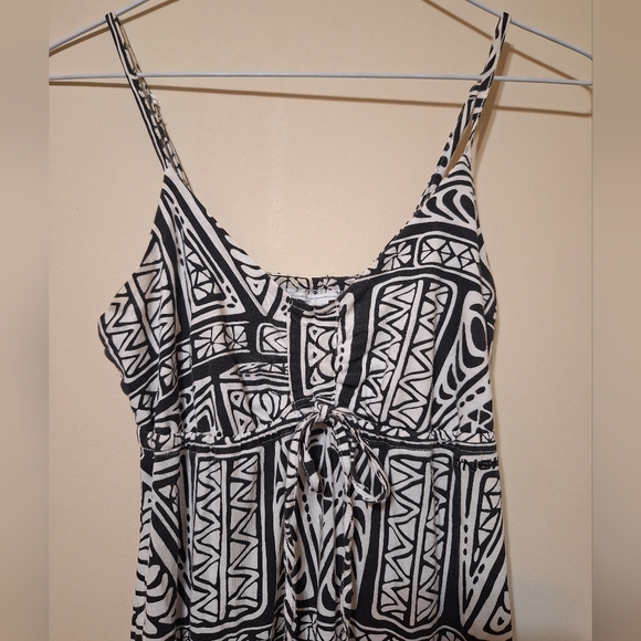 O'Neill Small Empire waist black white tribal print cotton maxi dress - Picture 2 of 7
